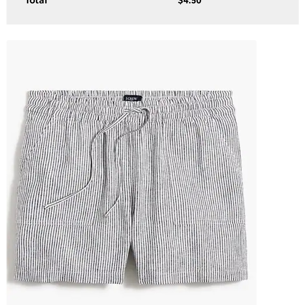 NWT J Crew Striped linen-blend drawstring short